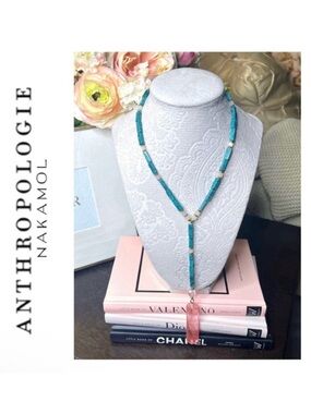 NWT Anthropologie x Nakamol Turquoise and Rose Quartz Beaded Necklace